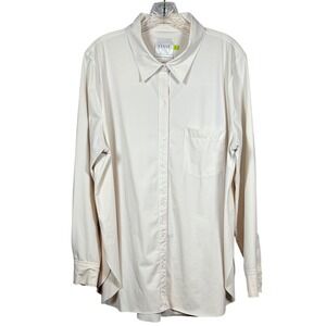 Lysse Off White Soft Stretch Relaxed
Fit Long Sleeve Button Down, Size XL